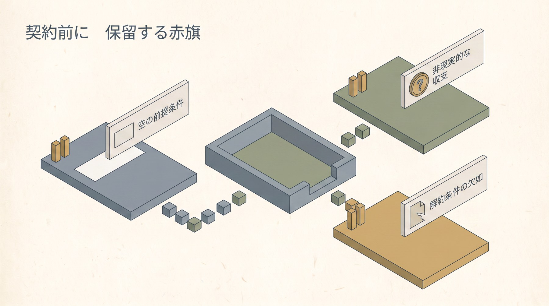 土地活用契約前に保留して確認する赤旗の図解