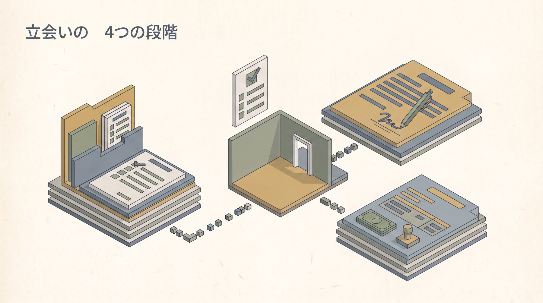 退去立会いの4つの段階を示す図解