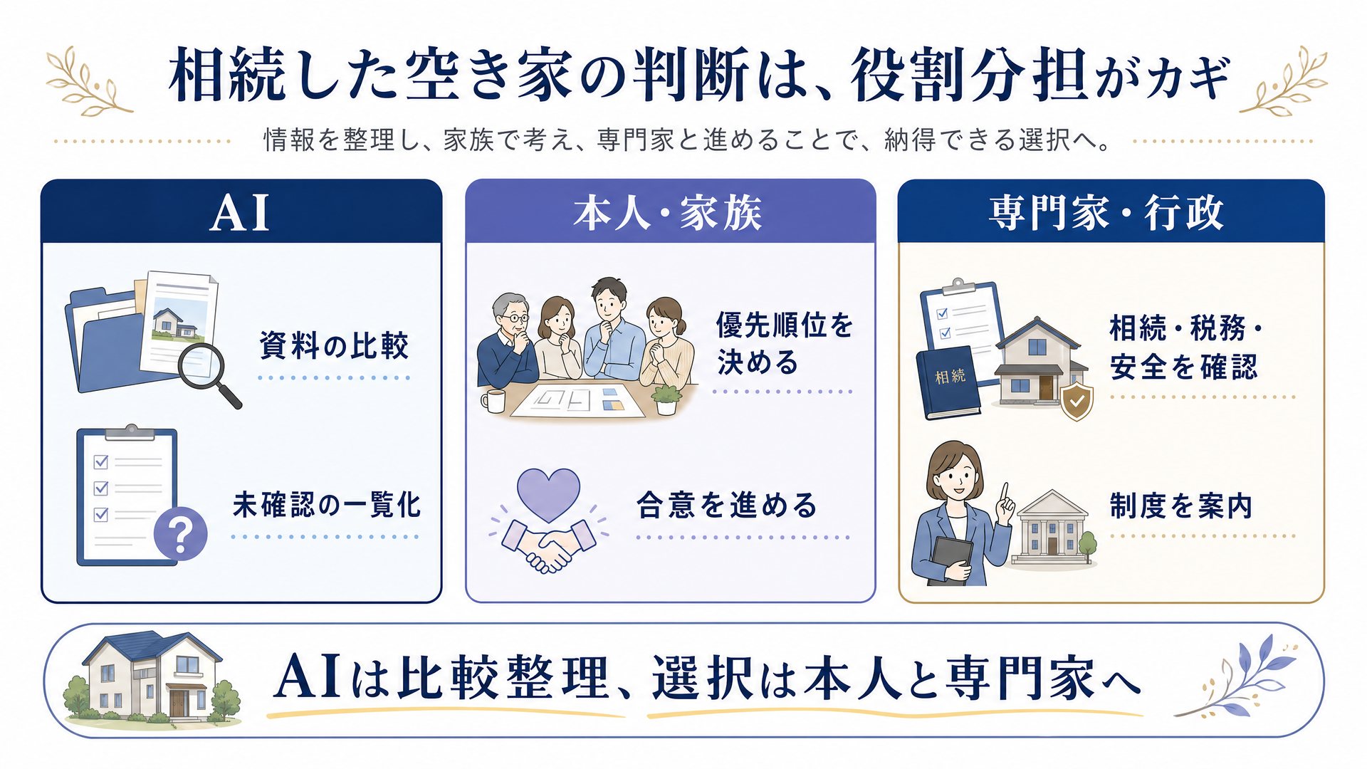 相続空き家の判断におけるGeminiと本人・専門家の責任境界図
