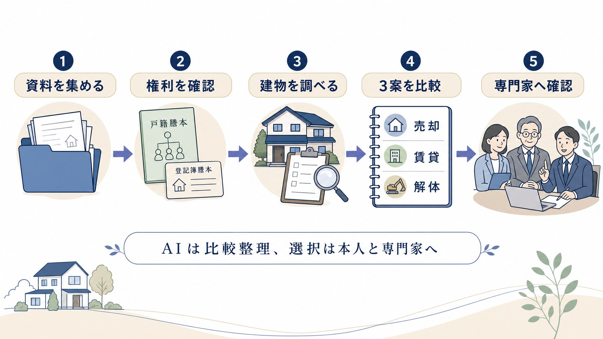 相続空き家を資料整理から専門家確認まで進める実務フロー図